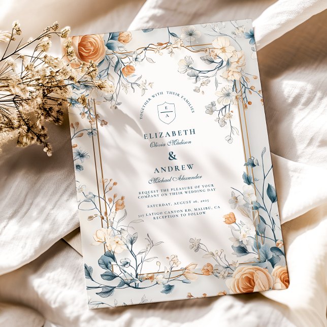 Whimsical Vintag Floral Fern Wedding Einladung (Von Creator hochgeladen)