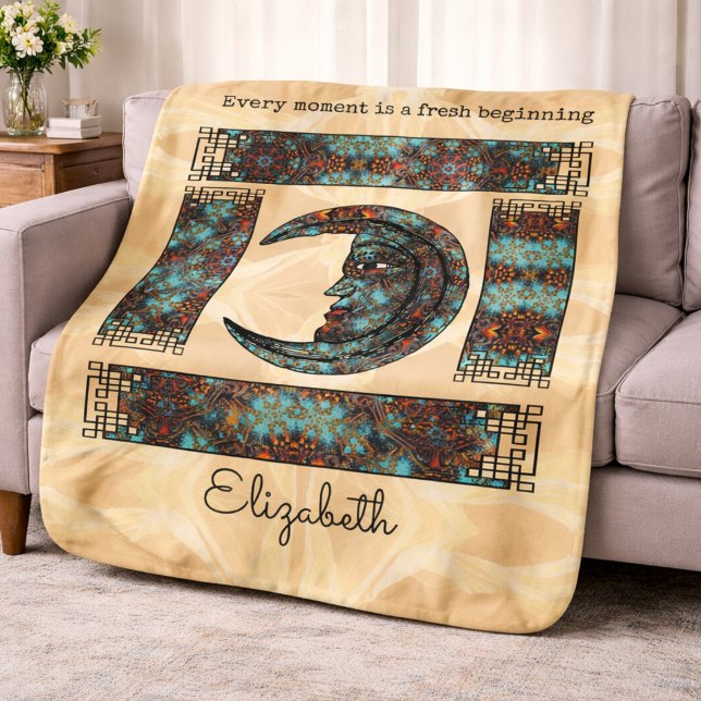 Whimsical Vintag Graphics mit Moon Portrait Sherpadecke (Von Creator hochgeladen)