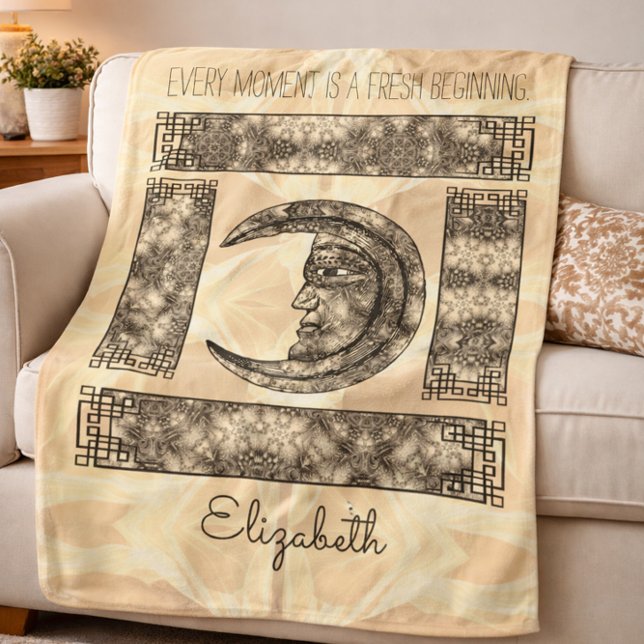 Whimsical Vintag Graphics mit Moon Portrait Sherpadecke (Von Creator hochgeladen)