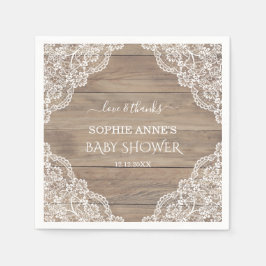 Whimsical Vintag Lace Old Barn Baby Dusche Gefalle Serviette