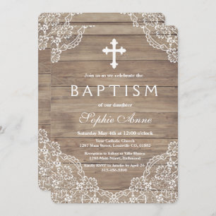 Whimsical Vintag Lace Old Barn Girl Taufe Einladung