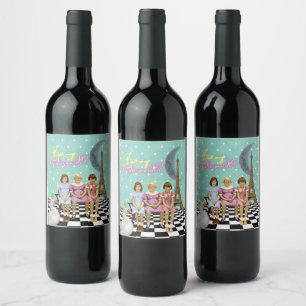 Whimsical Vintag Schoolgirls Bridesmaid-Anfrage  Weinetikett