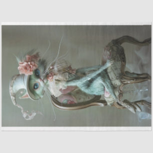 Whimsical Vintag Sophisticated Cat Decoupage Seidenpapier