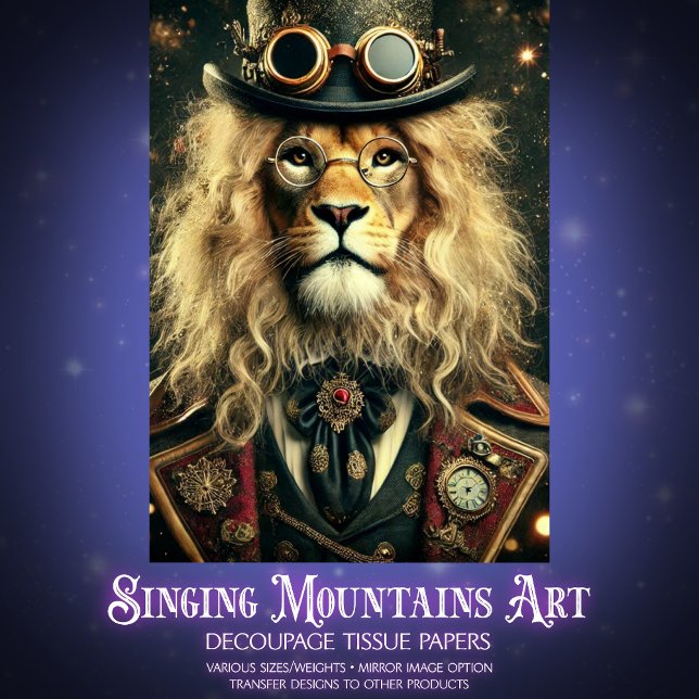 Whimsical Vintag Steampunk Lion Decoupage Seidenpapier (Von Creator hochgeladen)