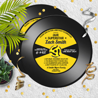 Whimsical Vintag Vinyl 45 Record Party Einladung