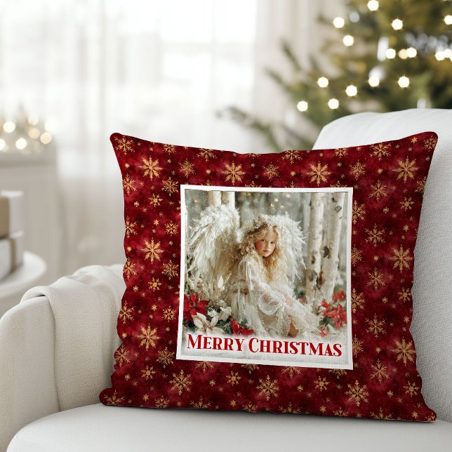 Whimsical Vintage Angel Red Gold Accent Christmas  Kissen (Whimsical Vintage Angel Red Gold Accent Christmas Pillow

)