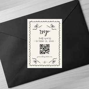 Whimsical Vintage Französische Hochzeit QR Code RS RSVP Karte
