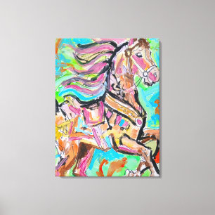 Whimsical-Vintage-Karussellpferd Neo-Expressionist Leinwanddruck