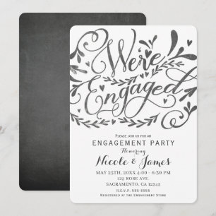 Whimsical Vintage-Lettering-Kreide-Verlobungsfeier Einladung