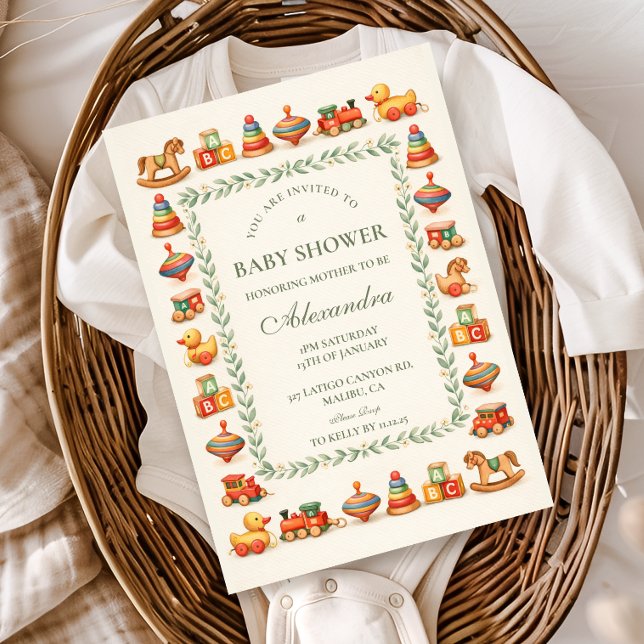 Whimsical Vintage Toy Baby Shower Einladung (Von Creator hochgeladen)