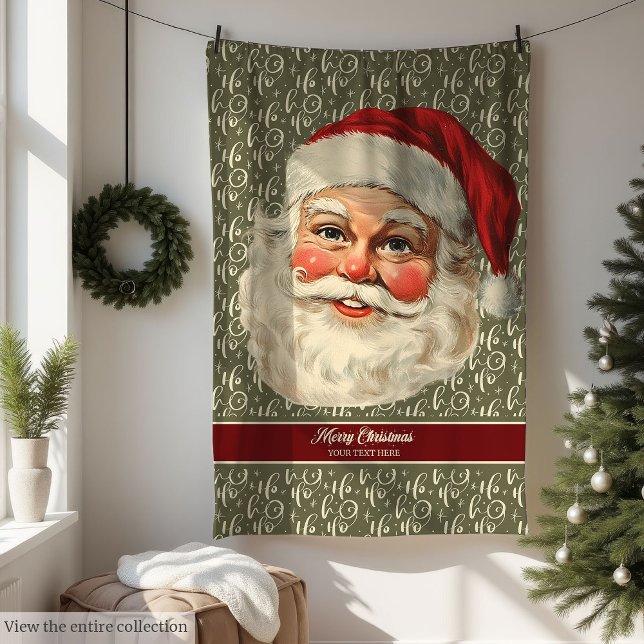 Whimsical Vintager Weihnachtsmann für Ferien Fleecedecke (Whimsical Vintage Santa Claus Throw for Holidays)