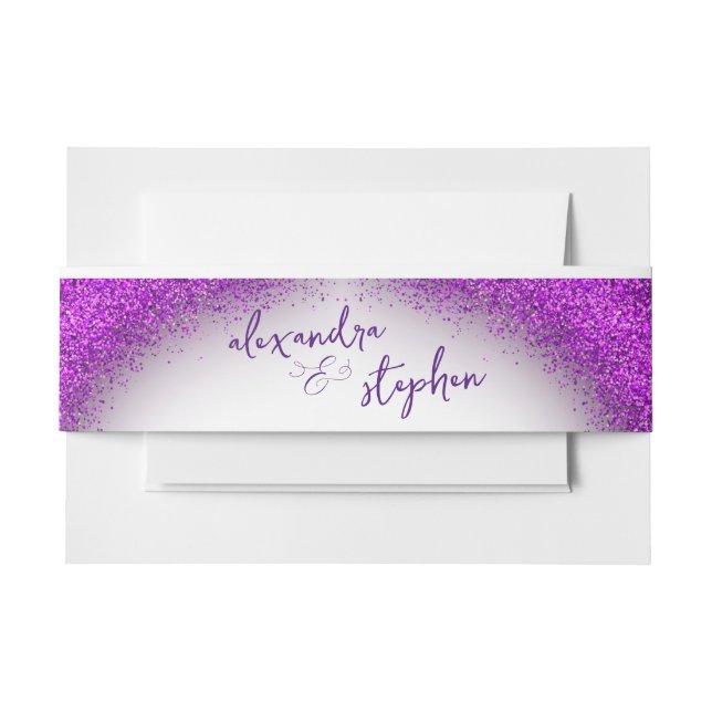 Whimsical Violet Magenta Confetti Wedding Monogram Einladungsbanderole (Vorderseite Beispiel)