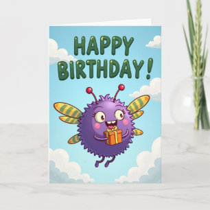 Whimsical-Violettes-Kreaturen-Geburtstagskarte Karte