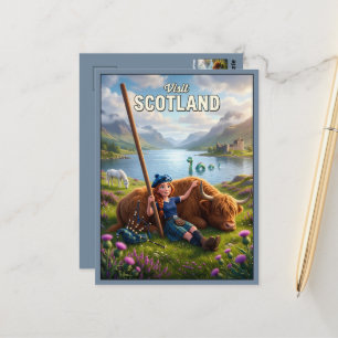 Whimsical Visit Scotland 3D Nessie Postkarte