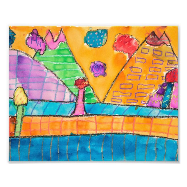 Whimsical Volcano Landschaft 8x10 Print Fotodruck (Vorne)