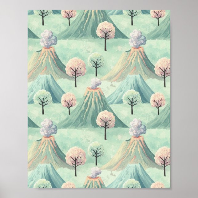 Whimsical Volcanscape - Fantasy Art Print Poster (Vorne)