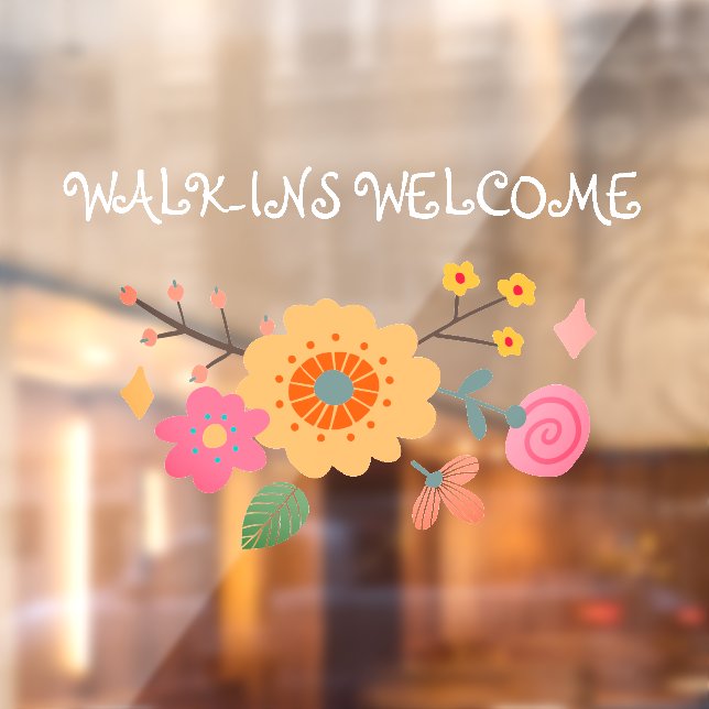 Whimsical Walk-Ins Welcome Business Establishment Fensteraufkleber (Blatt 2)