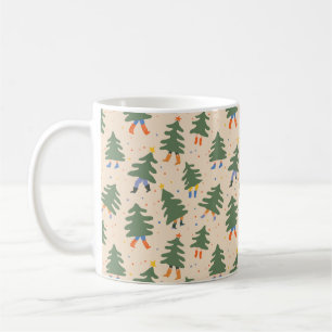 Whimsical Walking Weihnachtsbaummuster Kaffeetasse