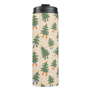 Whimsical Walking Weihnachtsbaummuster Thermosbecher
