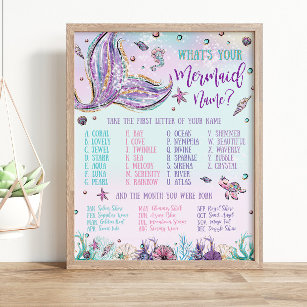 Whimsical Was ist Ihr Mermaid Name Geburtstag Spie Poster