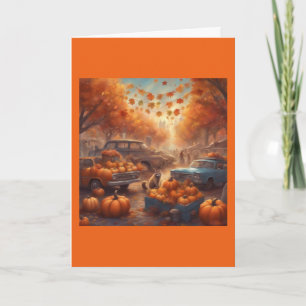 Whimsical Waschbär verkauft Kürbisse Halloween Karte