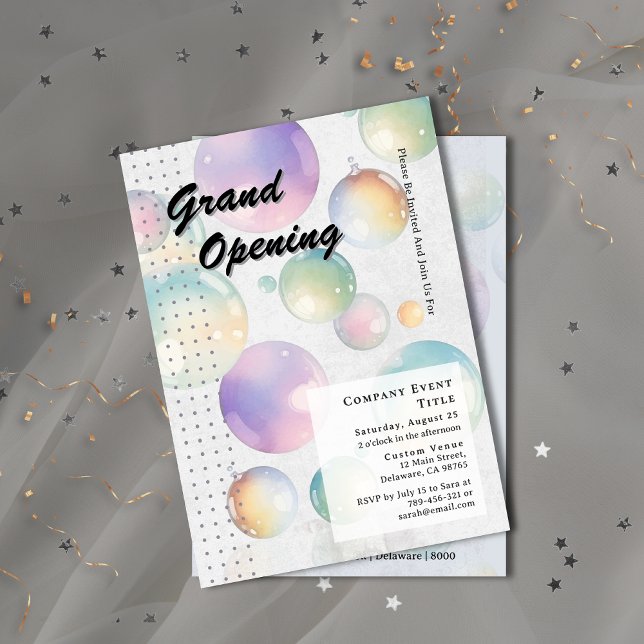 Whimsical Watercolor Aura Bubble Grand Opening Einladung (Whimsical Watercolor Aura Bubble Grand Opening Invitation)