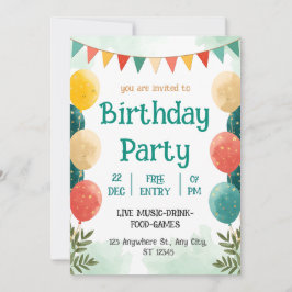Whimsical Watercolor Birthday Celebration Invitati Einladung