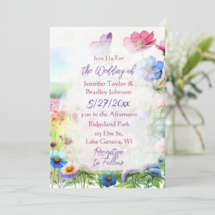 Whimsical Watercolor Butterfets Floral Wedding Einladung