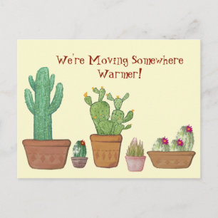 Whimsical Watercolor Cactus Moving Announcement Postkarte