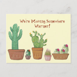 Whimsical Watercolor Cactus Moving Announcement Postkarte