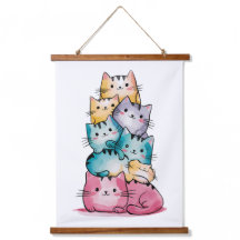 Whimsical Watercolor Cat Art Print - Wall Deco