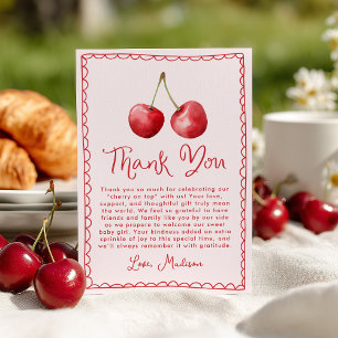 Whimsical Watercolor Cherry Baby Dusche Dankeskarte