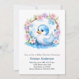 Whimsical Watercolor Duckling Boy Baby Dusche Einladung