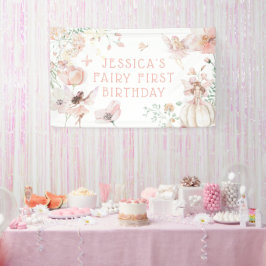 Whimsical Watercolor Fairy 1. Geburtstag Banner