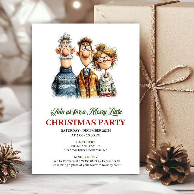 Whimsical Watercolor Family Editable Christmas  Einladung (Whimsical Watercolor Family Editable Christmas Card)