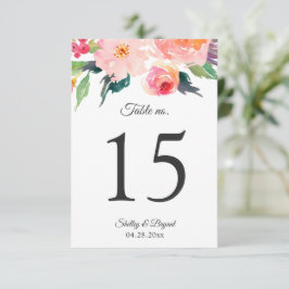 Whimsical Watercolor Floral Wedding Tischnummern