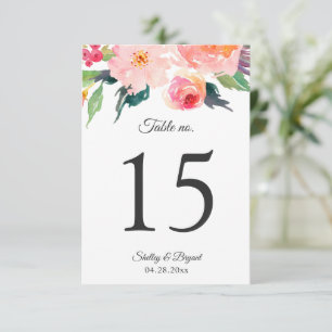 Whimsical Watercolor Floral Wedding Tischnummern