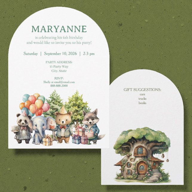 Whimsical Watercolor Forest Birthday Invitation Einladung (Von Creator hochgeladen)