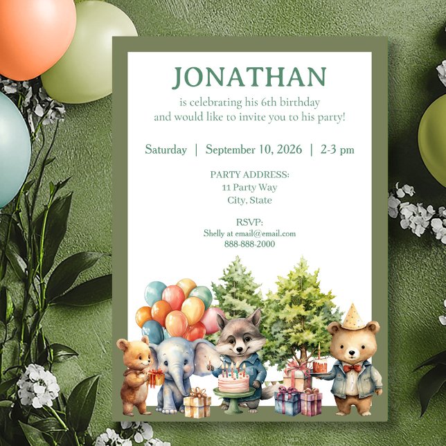 Whimsical Watercolor Forest Birthday Invitation Einladung (Von Creator hochgeladen)