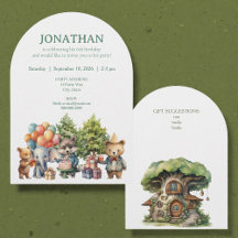 Whimsical Watercolor Forest Birthday Invitation
