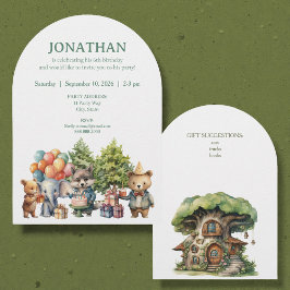 Whimsical Watercolor Forest Birthday Invitation Einladung