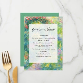 Whimsical Watercolor Garden Themed Wedding Menükarte
