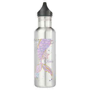 Whimsical Watercolor Glitzer Mermaid Schwanz Edelstahlflasche
