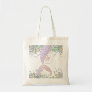 Whimsical Watercolor Glitzer Mermaid Schwanz Tragetasche