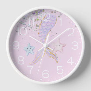 Whimsical Watercolor Glitzer Mermaid Schwanz Uhr