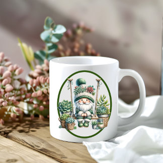 Whimsical Watercolor Gnome Succulent Kaffeetasse