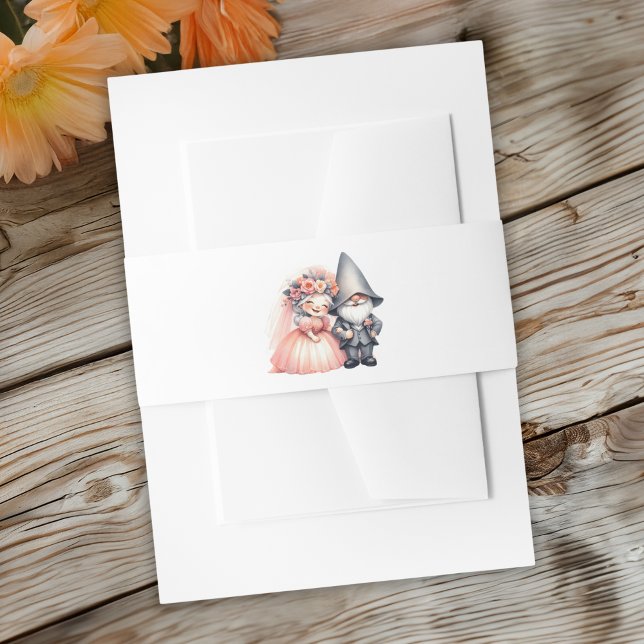 Whimsical Watercolor Gnome Wedding Wrap Rustikal Einladungsbanderole (Von Creator hochgeladen)