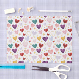 Whimsical Watercolor Hearts: Gold Glitter Seidenpapier