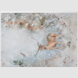 Whimsical Watercolor Hirsch im Schnee Weihnachten Seidenpapier