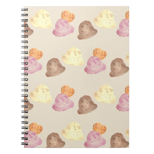 Whimsical Watercolor Ice Cream Scoops Notebook Notizblock (Vorderseite)